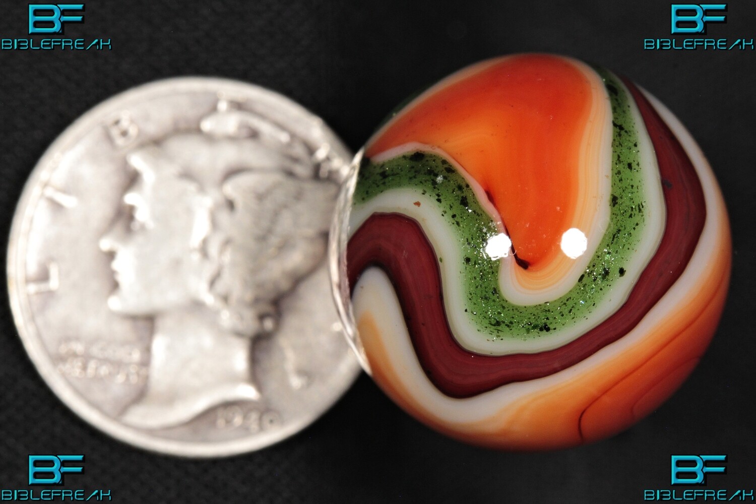 008256 One (1) JABO Joker I J.E.R.K. Original 2008 &quot;Oxblood Aventurine&quot; MINT 9.0 3/4&quot; +/- Marble