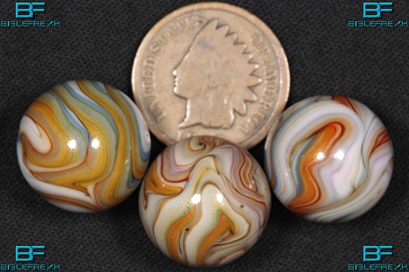 008331 Three (1) SMM 2013 "TIN LIZZY" 5/8" +/- Near Mint to Mint 8.9-9.0 Swirl Marbles