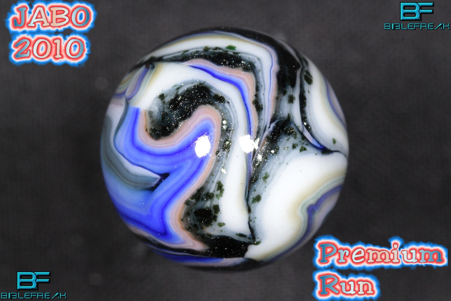 008548 ONE (1) 2010 JABO &quot;Premium&quot; Wavey Flame Mint 9.0 3/4&quot; +/- Marble