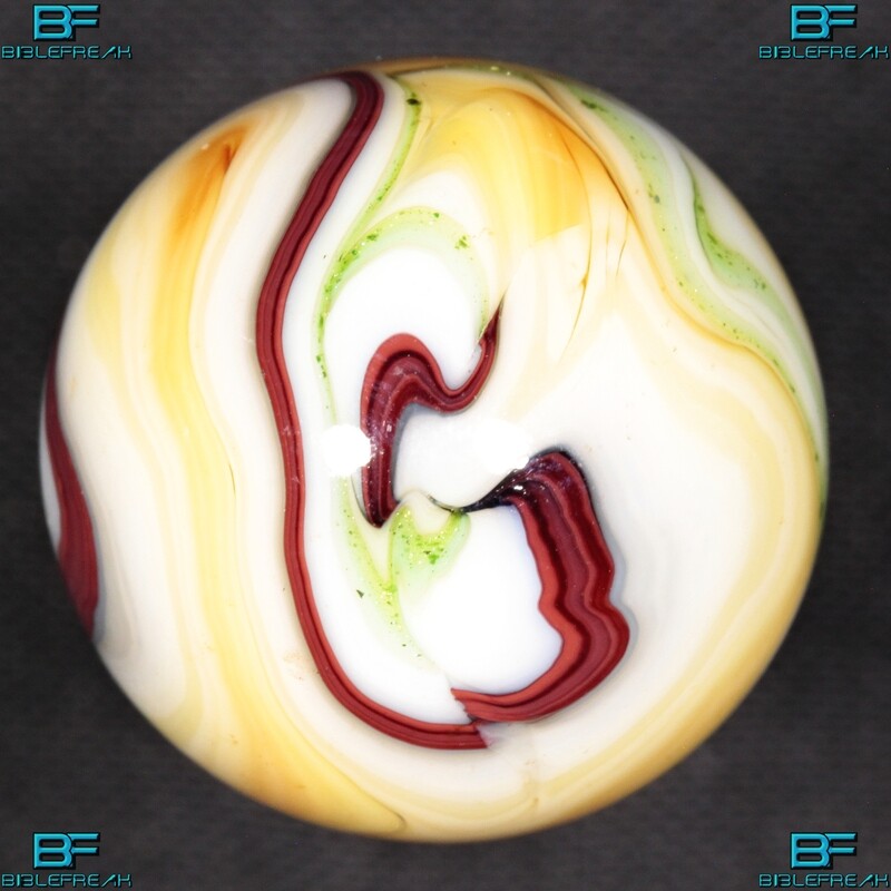008966 ONE (1) JABO 2008 J.E.R.K. Joker I Caramel Oxblood Aventurine Mint 9.0 3/4&quot; +/- Marble