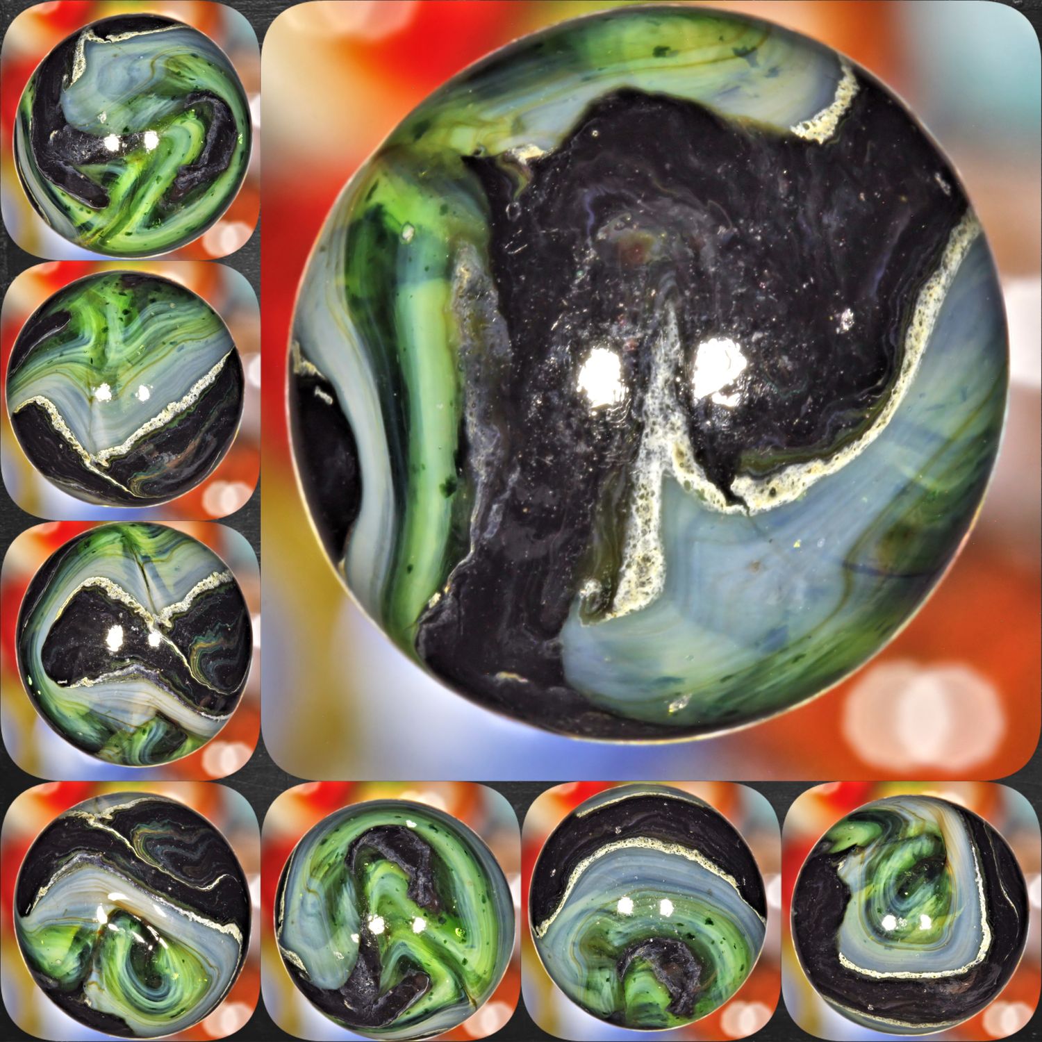 001549 One (1) 2008 JABO Peltier Mansion Run 49/64&quot; 19.45mm Silver Strike Marble MINT 9.0