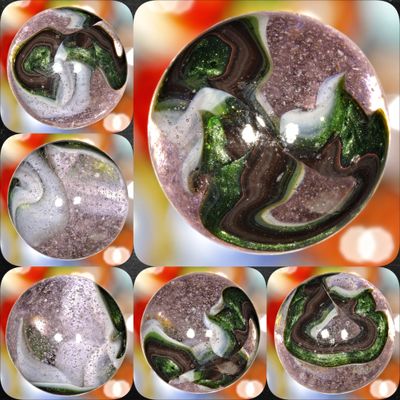 001677 One (1) 2008 JABO Ace Run Pink Champagne Bubbles w  Aventurine &amp; Oxblood NEAR MINT 8.9 3/4&quot; +/- Marble