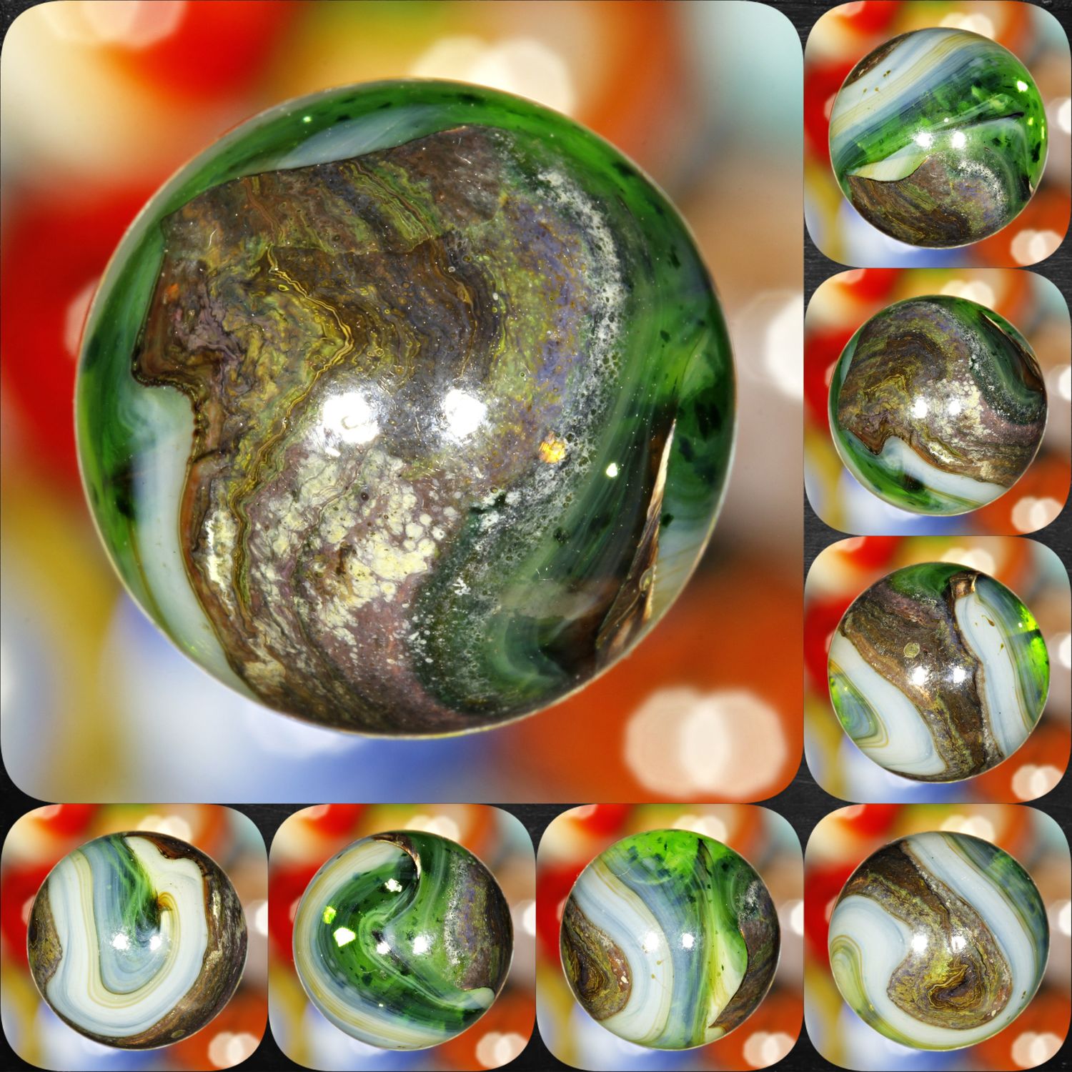 001653 One (1) 2008 JABO Peltier Mansion Run 43/64&quot; 17.05mm Silver Strike Marble MINT 9.0