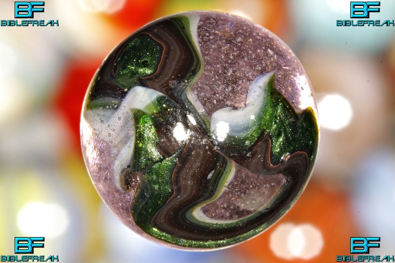 001677 One (1) 2008 JABO Ace Run Pink Champagne Bubbles w  Aventurine & Oxblood NEAR MINT 8.9 3/4" +/- Marble