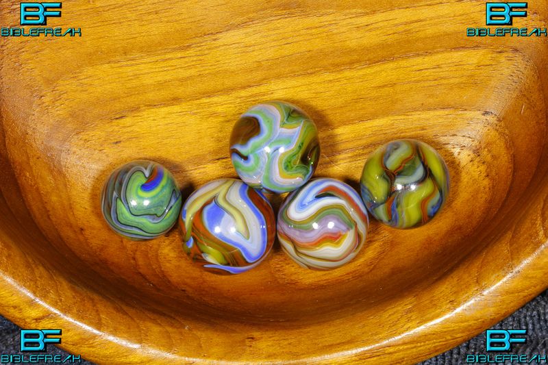 003656 Five (5) 2010 JABO "FOXFIRE II Run" HANDPICKED KEEPERS" MINT 9.0 3/4" +/- Marbles