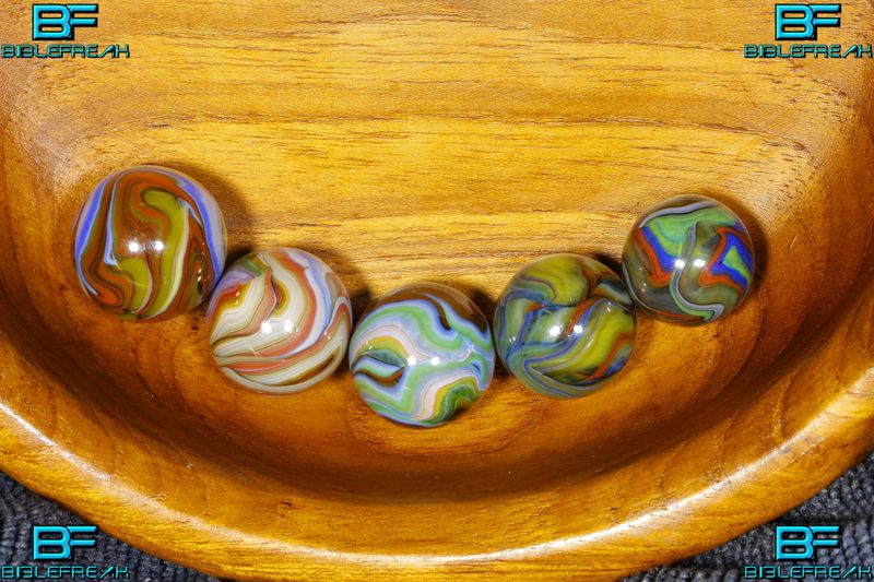 003656 Five (5) 2010 JABO "FOXFIRE II Run" HANDPICKED KEEPERS" MINT 9.0 3/4" +/- Marbles