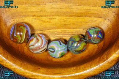 003656 Five (5) 2010 JABO "FOXFIRE II Run" HANDPICKED KEEPERS" MINT 9.0 3/4" +/- Marbles