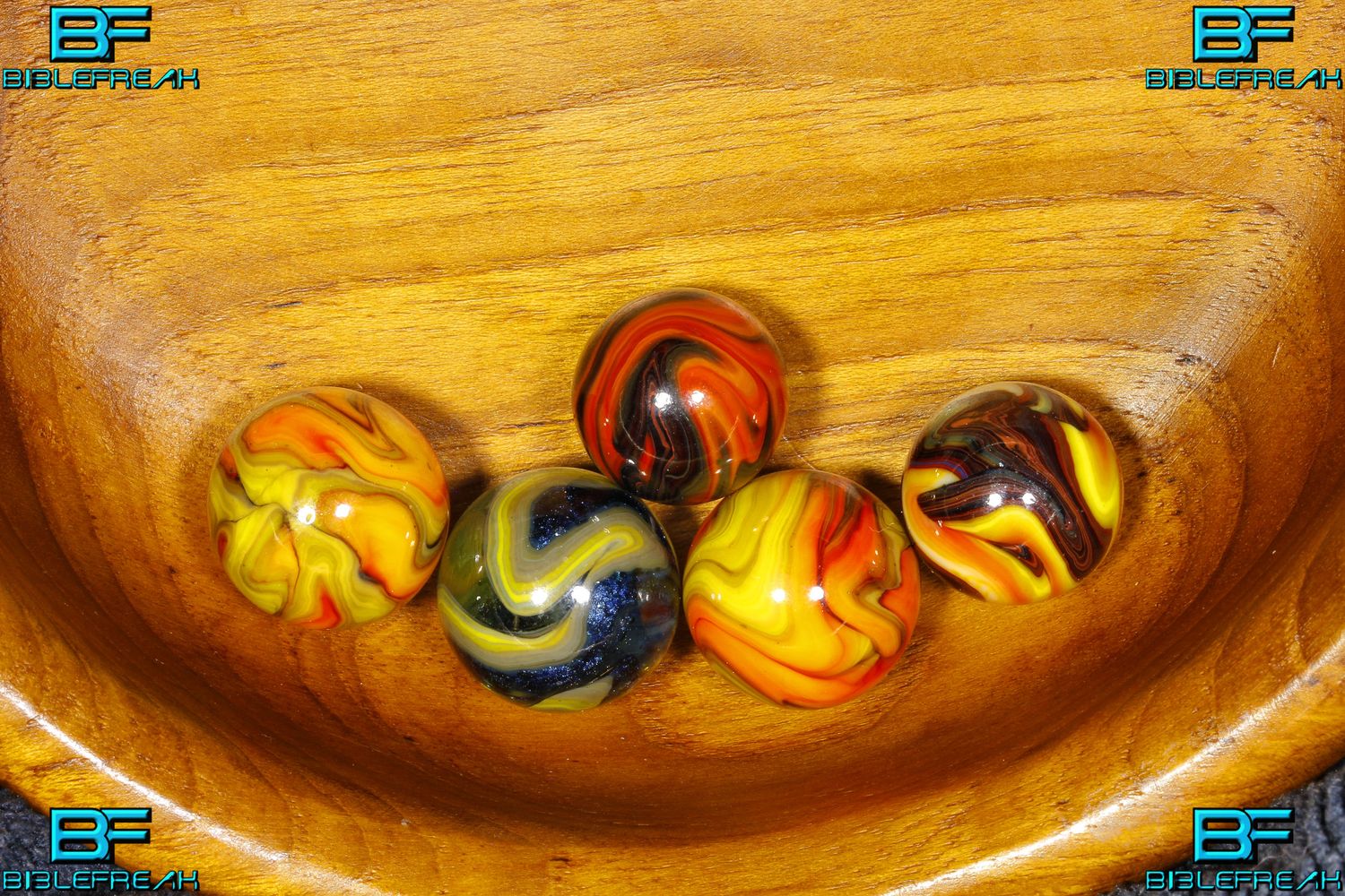 003667 Five (5) 2009 JABO "FOXFIRE I Run" HANDPICKED KEEPERS" MINT 9.0 3/4" +/- Marbles