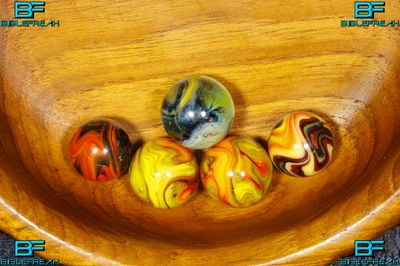 003667 Five (5) 2009 JABO "FOXFIRE I Run" HANDPICKED KEEPERS" MINT 9.0 3/4" +/- Marbles