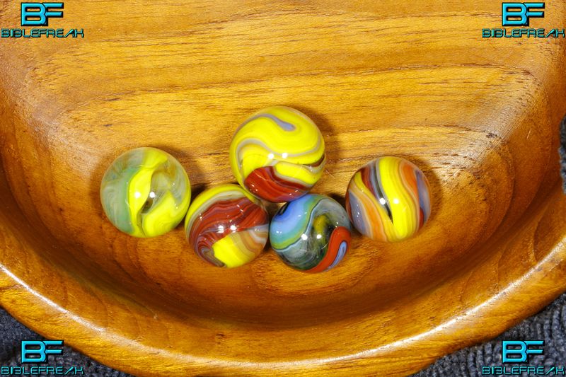 003662 Five (5) 1 JABO Tank Wash and 4 D.A.S. 2016 E&M RUN "HANDPICKED KEEPERS" MINT 9.0 5/8"-3/4" +/- Marbles