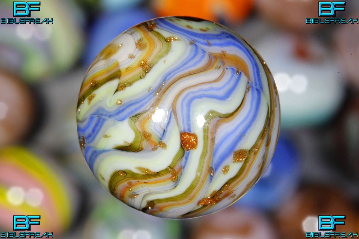 004287 ONE (1) JABO 2010 MAMIE's SISTERSVILLE Multicolor LUTZ Swirl MINT 9.0 3/4" +\- MARBLE