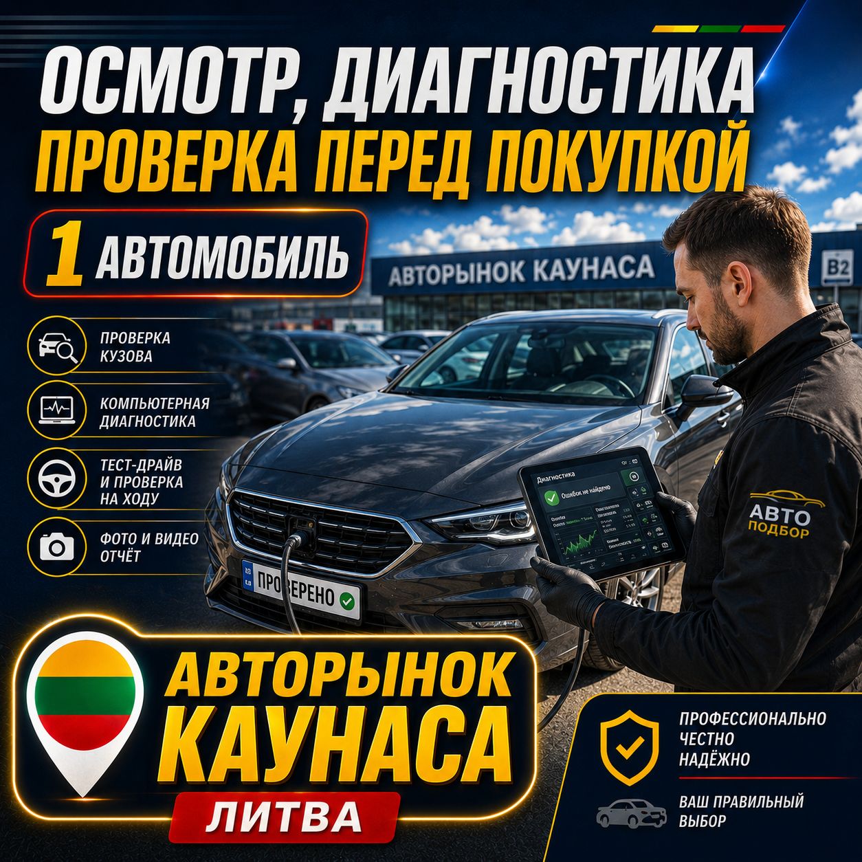 Осмотр 1 автомобиля Каунас Авторынок