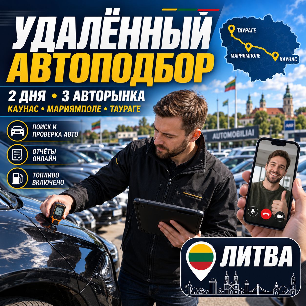 Удалённый автоподбор в Литве — 2 дня | Авторынки: Каунас, Мариямполе, Таураге