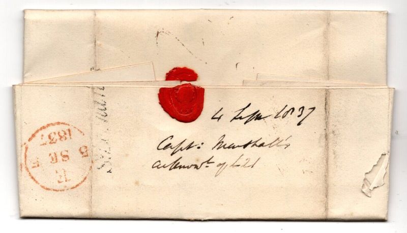 SUSSEX - ST LEONARDS 1837 RARE SCRIPT STRAIGHT LINE, LETTER TO BATH (REF 629)