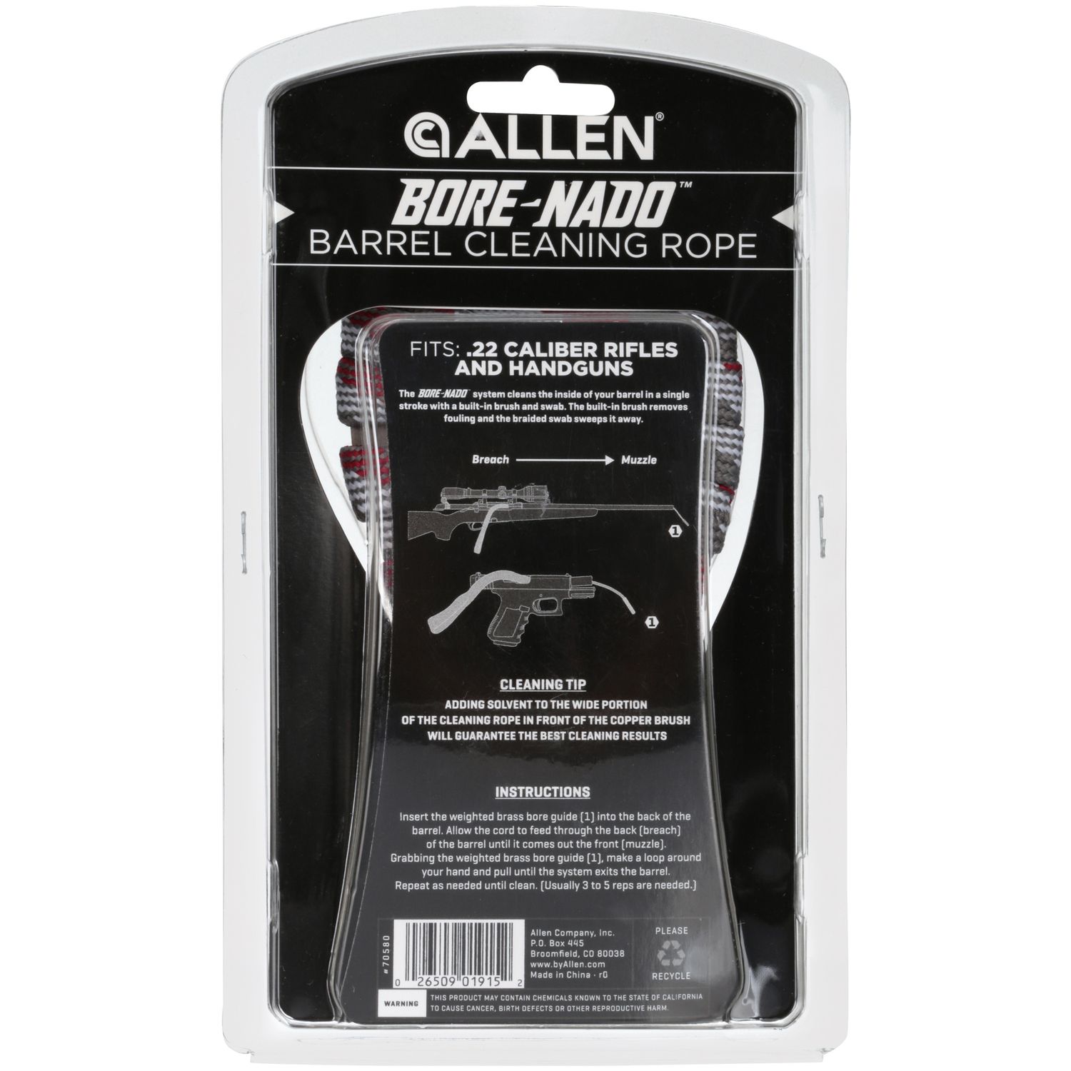 Allen Bore-Nado Cleaning Rope , Caliber/Gauge: .22 Cal