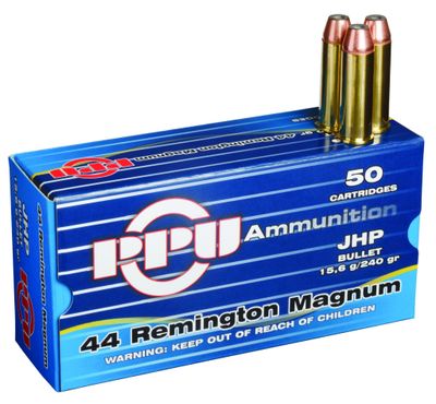 PPU 44 Rem Mag 240 Grain JHP 50Rds