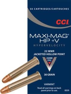 CCI 22 Mag 30 Grain Jacketed Hollow Point+ V Maxi Mag