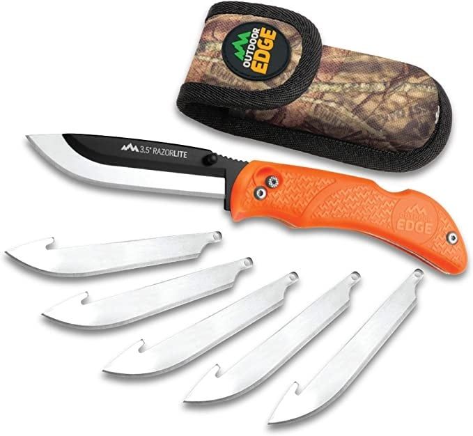 Outdoor Edge RazorBone Folding Hunting Knife with Nylon Sheath Orange RBB-20