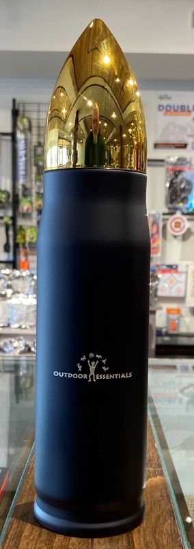Bullet Flask Rifle Cartridge Thermos w/ Outdoor Essentials Logo