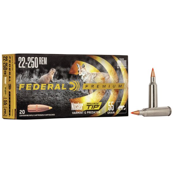 Federal Premium 22-250 Rem 55 Grain Nosler Ballistic Tip