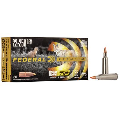 Federal Premium 22-250 Rem 55 Grain Nosler Ballistic Tip