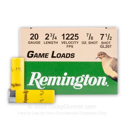 Remington 20 Gauge 2 3/4&quot; #7.5  Game Load Lead Shot