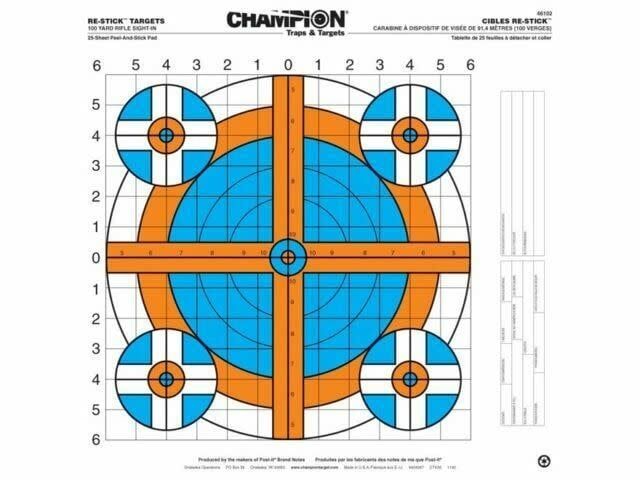 Champion - RE-STICK 100 YD Rifle Sight-In Target 16X16&quot; 25 Pack