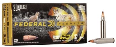 Federal Premium 204 Ruger 32 Grain Nosler Ballistic Tip