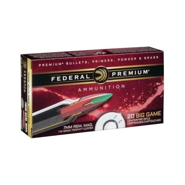 Federal Premium 7mm Rem Mag 140 Grain Trophy Copper