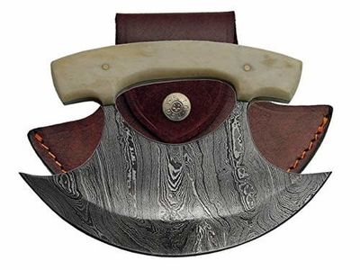 Rite Edge BONE Handle Ulu Damascus Knife