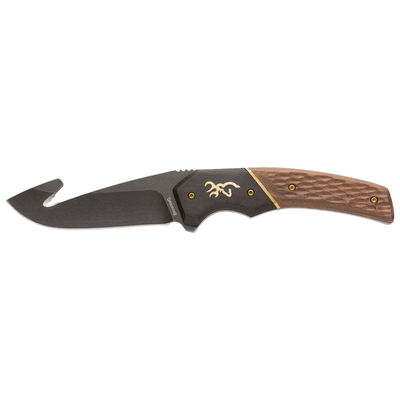 Browning Hunter Skinner Knife w/Gut Hook Fixed 3-1/2&quot; Blade Walnut Wood Handle