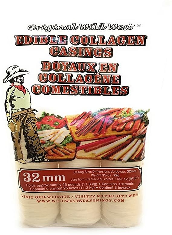 SALVIGAR Collagen Casings 32mm / 50ft – Makes 16 Sticks, 320 Lb Sausage Capacity, Dry