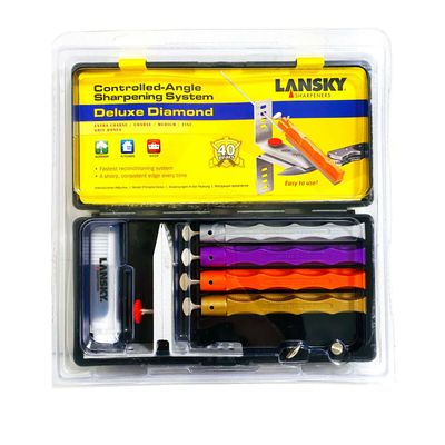 Lansky 4-Stone Deluxe Diamond System Precision Knife Sharpening Kit