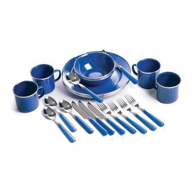 StansporStansport Deluxe 24 Piece Enamel Tableware Set Bluet