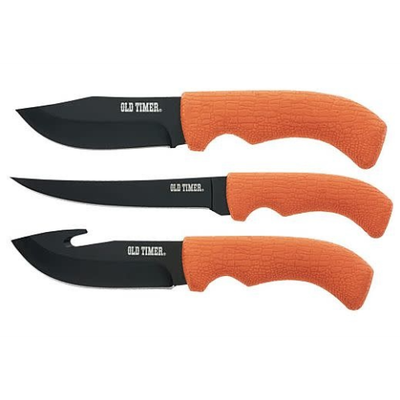 Old Timer 4pc Knife Set w/Black Blades &amp; Poly Sheath