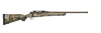Mossberg Patriot Predator Bolt-Action Rifle, Synthetic Strata Camo Stock, Fluted Cerakote