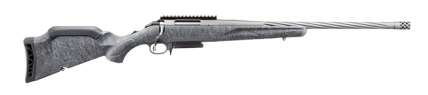 Ruger American Gen II Standard Rifle, Spiral Gun Metal Grey Barrel , Grey Splatter Stock