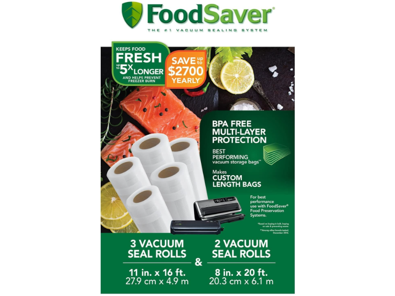Tilia Foodsaver 5 Pack Rolls (3 of 11&quot;x16&#39; &amp; 2 of 8&quot;x20&#39;)