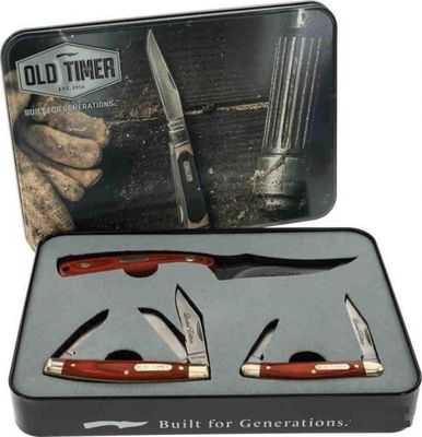 Old Timer Sharpfinger Knife with 2 Folders Rosewood