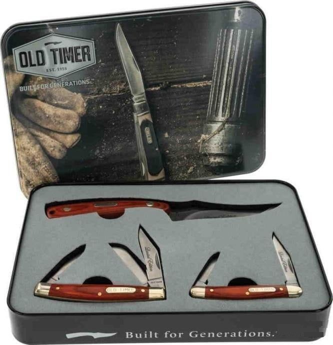 Old Timer Sharpfinger Knife with 2 Folders Rosewood