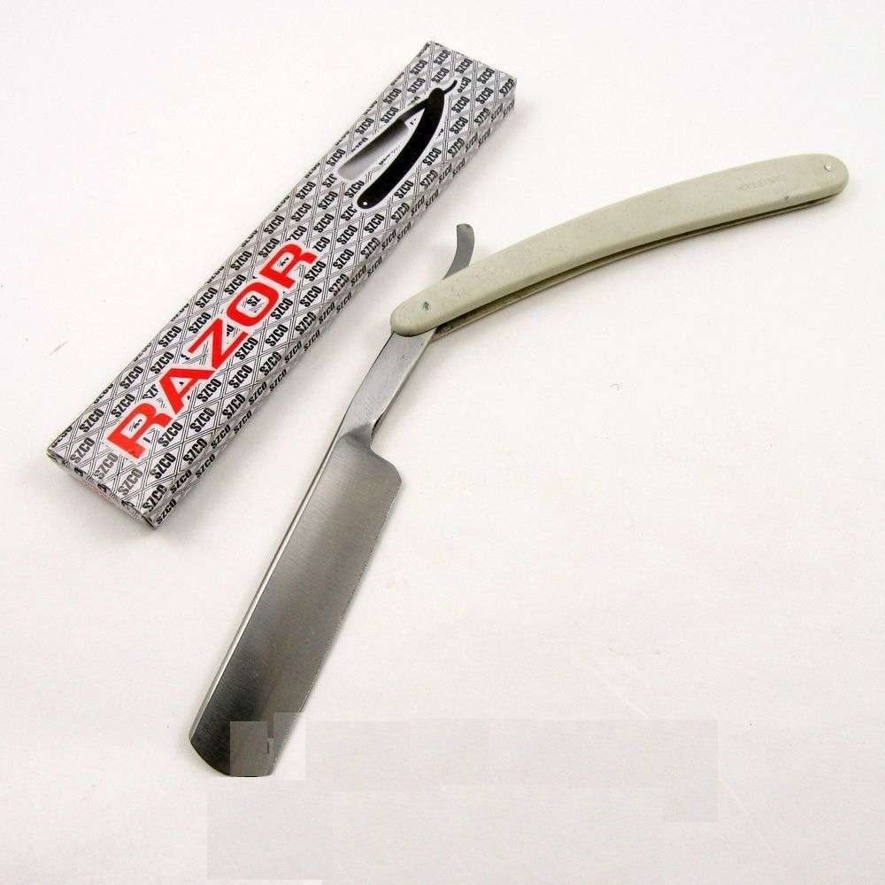 SZCO Straight Razor White Plastic Low Cost Barber Shaving Folding Knife