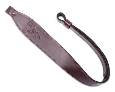 Levy&#39;s Brown Veg-Tan Rifle Sling with Deer Head