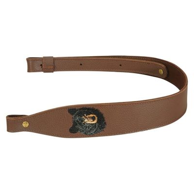 Levy&#39;s Brown Garment Leather Rifle Sling w/Bear