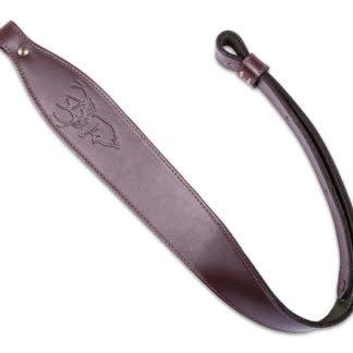 Levy&#39;s Leathers Stag Head Leather Cobra Rifle Sling, 28&quot; - 36&quot; Brown