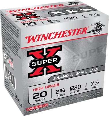 Winchester Super X 20 Gauge 1 Oz High Brass Game Load #7.5 Lead Shot