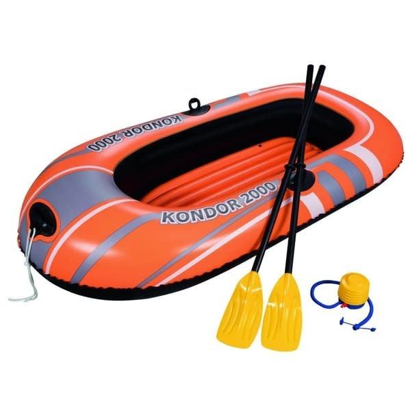 Bestway Kondor 2000 77&quot;x45&quot; Inflatable Raft Boat Set with Oars &amp; Pump