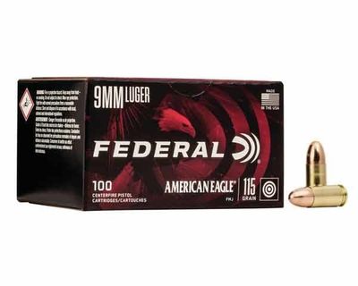 Federal 9mm Luger 115 Grain  FMJ AE 100 Rds
