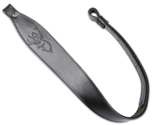 Levy&#39;s Leathers Stag Head Leather Cobra Rifle Sling, 28&quot; - 36&quot; Black