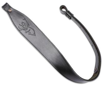 Levy&#39;s Leathers Stag Head Leather Cobra Rifle Sling, 28&quot; - 36&quot; Black