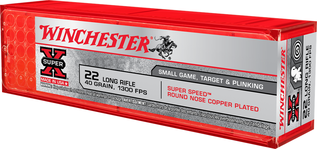 Winchester Super-X 22 LR 40 Grain Super Speed HV Rimfire Ammunition Round Nose Copper 100 Rd/Bx